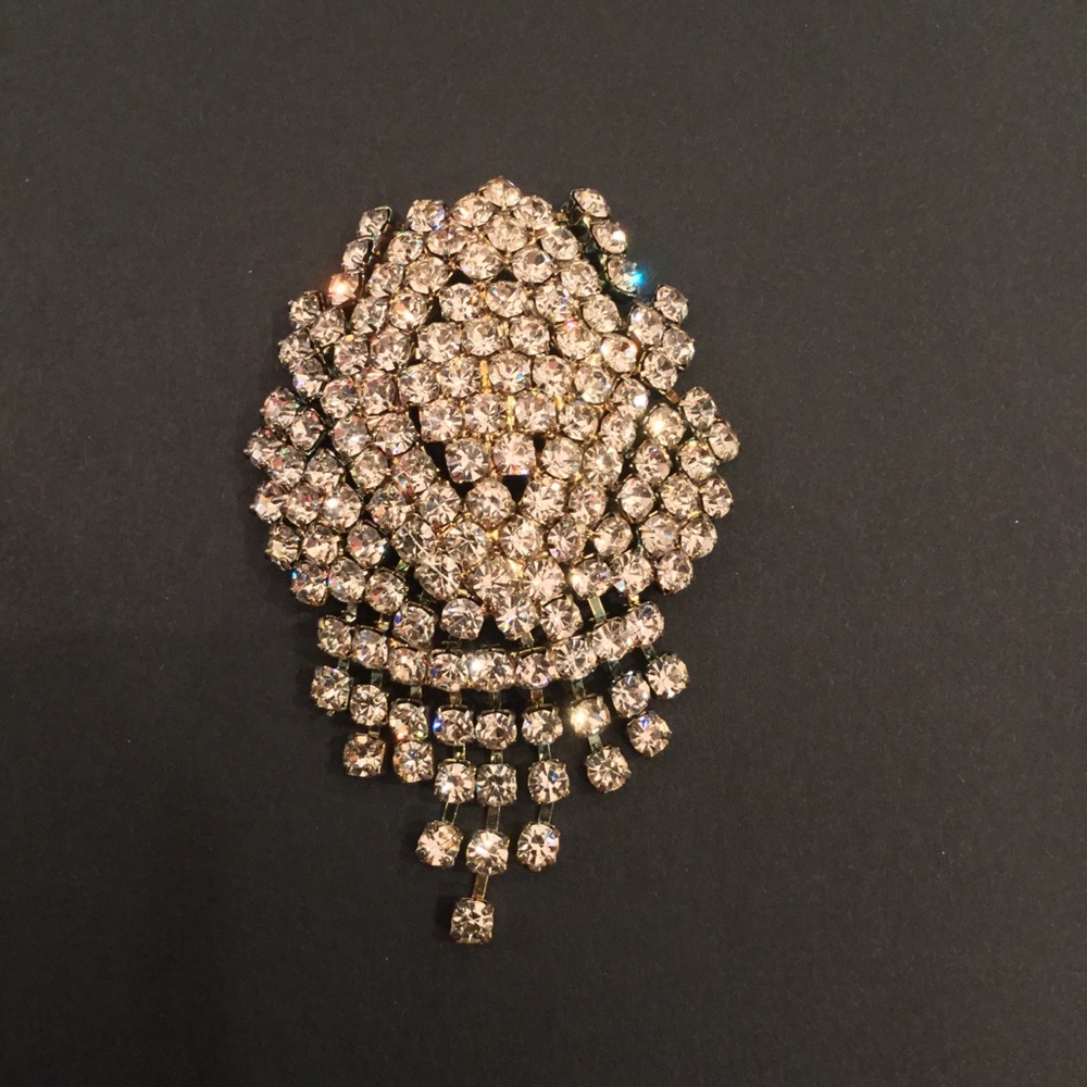 Vintage rhinestone waterfall brooch
